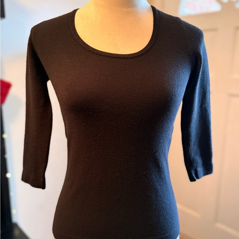 Express Black Stretch Knit Top 3/4 length sleeves